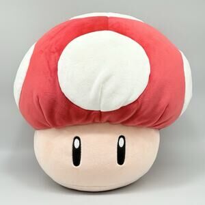 Tomy 2021 Club Mocchi Mocchi Super Mario Red Super Mushroom Mega Soft 15" Plush
